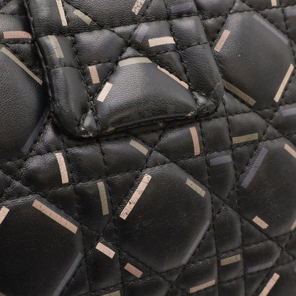 Dior Christian New Rock Cannage Chain Shoulder Bag Leather Black Silver