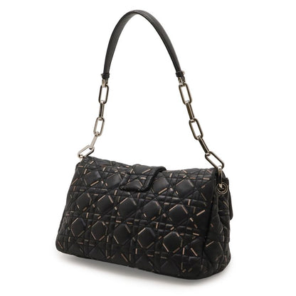 Dior Christian New Rock Cannage Chain Shoulder Bag Leather Black Silver