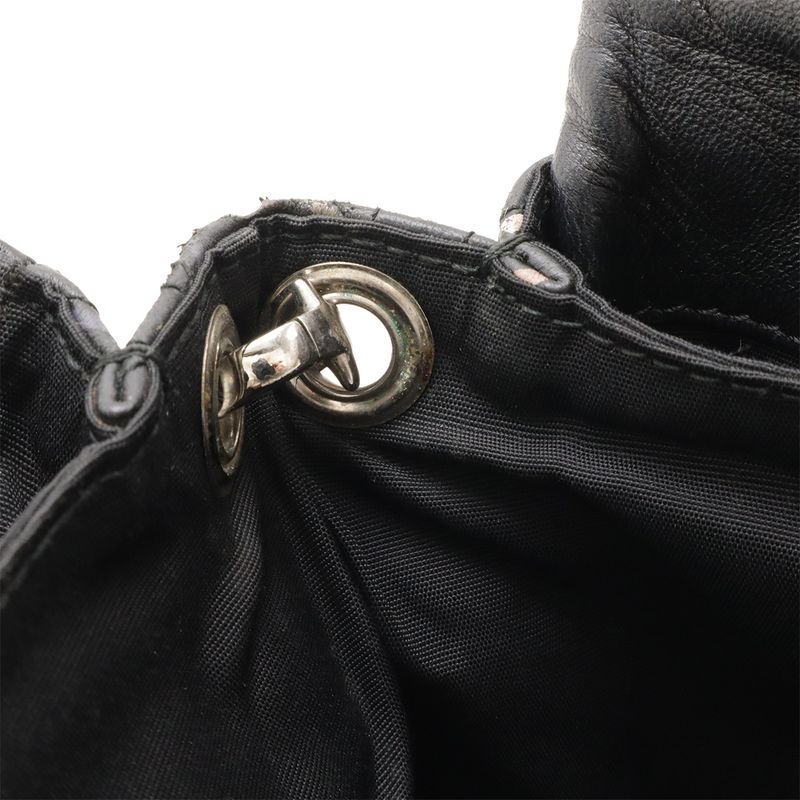 Dior Christian New Rock Cannage Chain Shoulder Bag Leather Black Silver