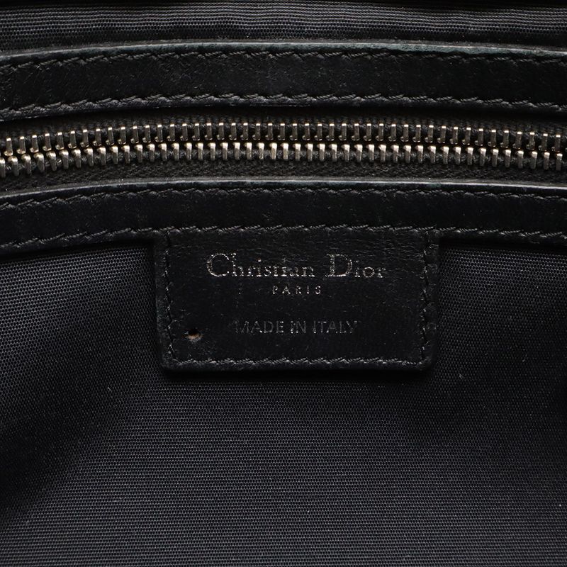 Dior Christian New Rock Cannage Chain Shoulder Bag Leather Black Silver