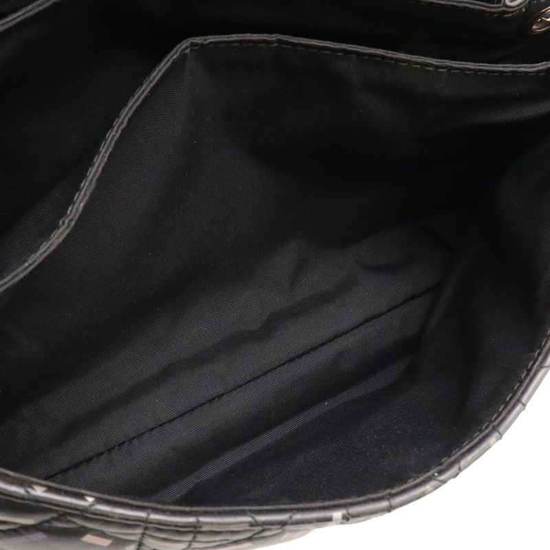 Dior Christian New Rock Cannage Chain Shoulder Bag Leather Black Silver