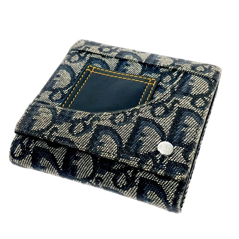 Dior Christian Leather Canvas Trotter Trifold Wallet