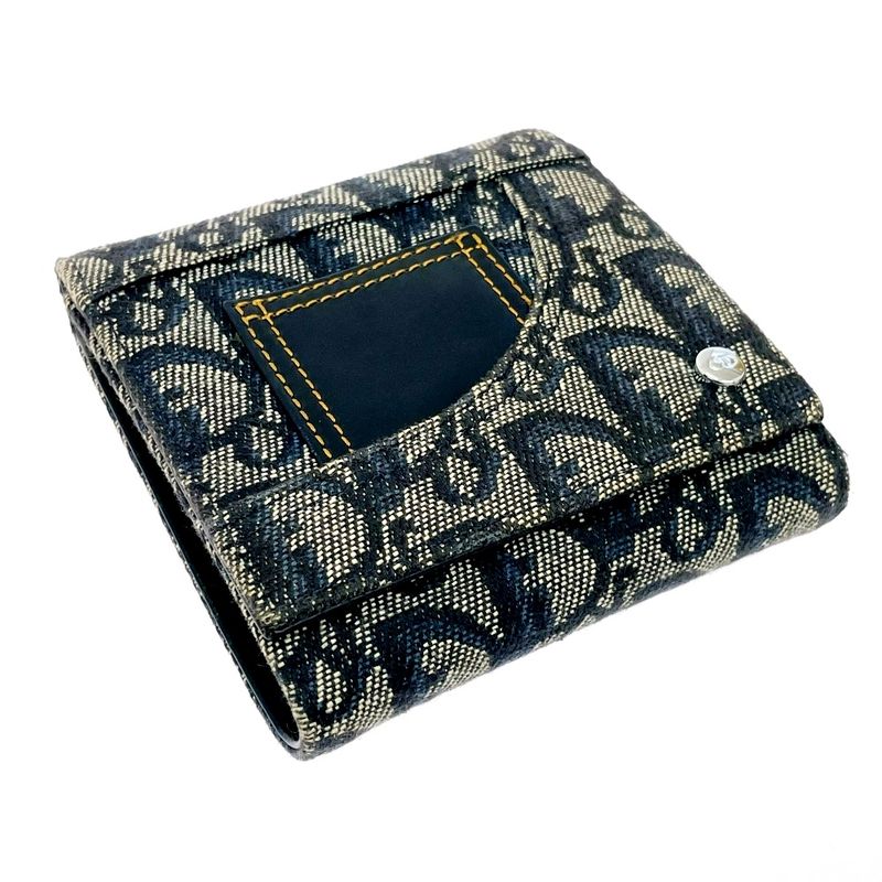 Dior Christian Leather Canvas Trotter Trifold Wallet