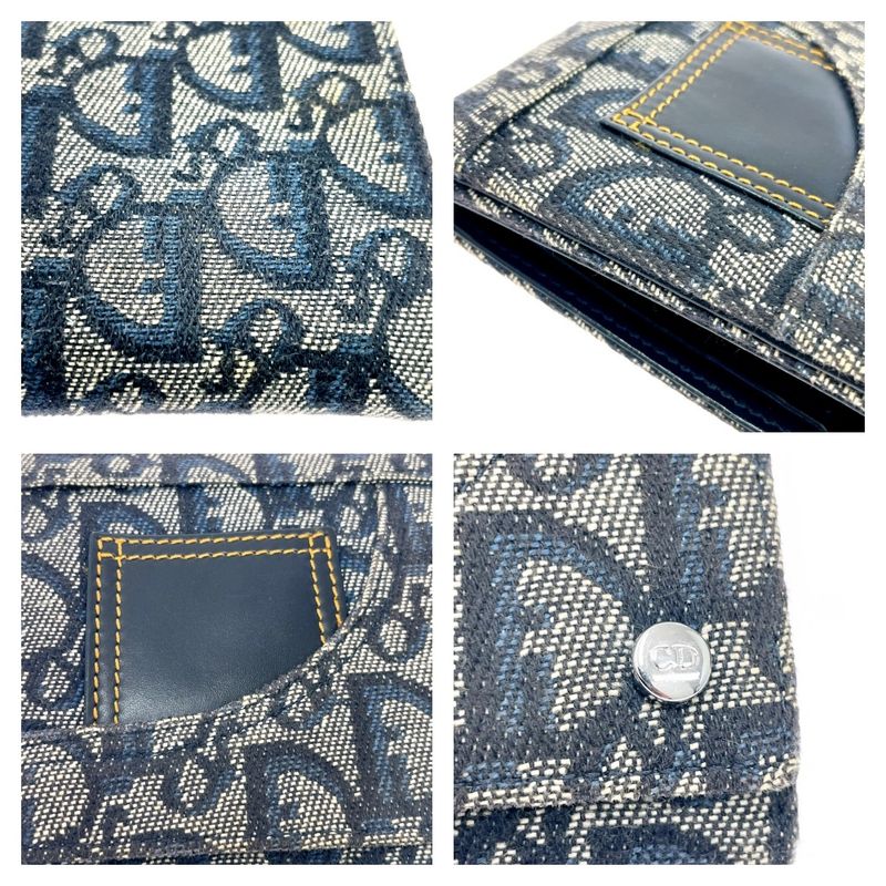 Dior Christian Leather Canvas Trotter Trifold Wallet