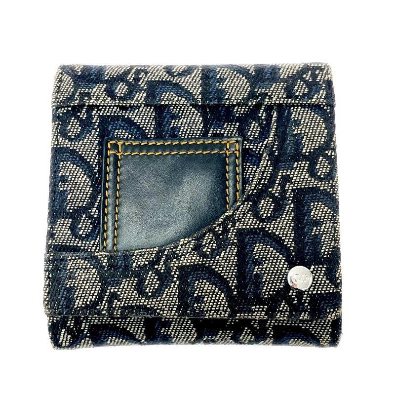 Dior Christian Leather Canvas Trotter Trifold Wallet