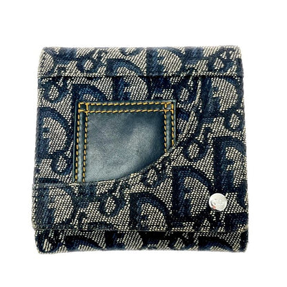 Dior Christian Leather Canvas Trotter Trifold Wallet