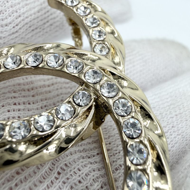 Chanel Brooch CC Logo Rhinestone Gold