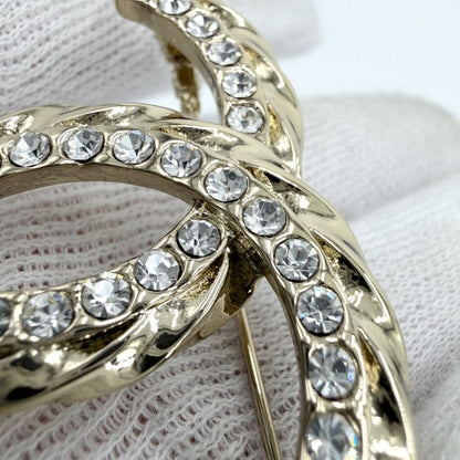 Chanel Brooch CC Logo Rhinestone Gold