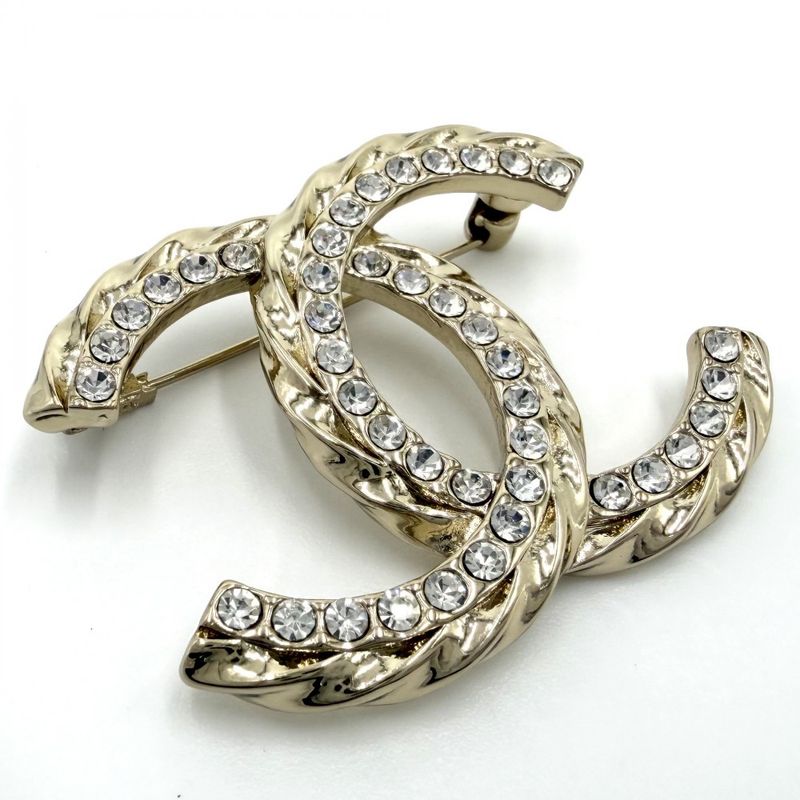 Chanel Brooch CC Logo Rhinestone Gold