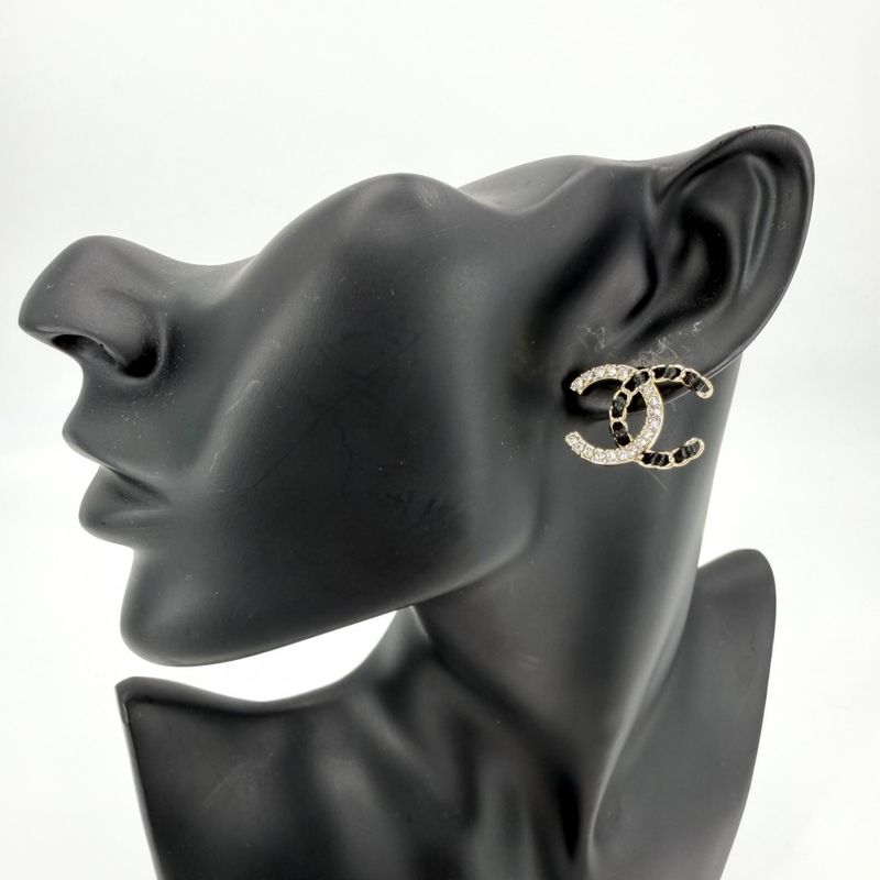 Chanel Earrings Chain CC Logo 25 Rhinestone
