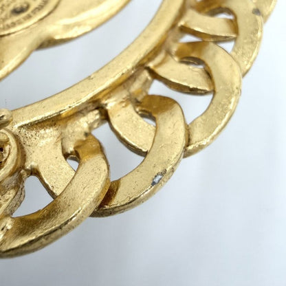 Chanel Brooch CC Logo Vintage Round Gold Plated