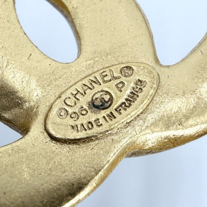 Chanel Brooch CC Logo Vintage Round Gold Plated