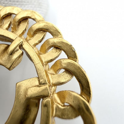 Chanel Brooch CC Logo Vintage Round Gold Plated