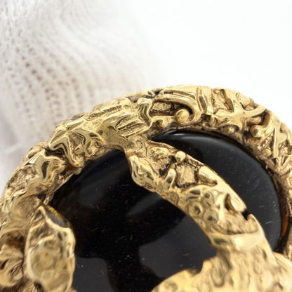 Chanel Earrings Round Vintage CC Logo Magma
