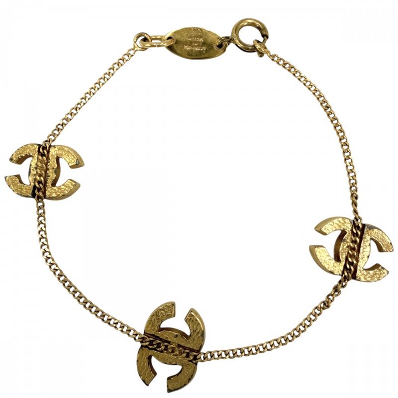 Chanel Bracelet Triple CC Logo Coco Gold