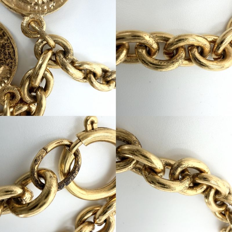 Chanel Necklace CC Logo Coco Chain Vintage Round Coin Motif Medal