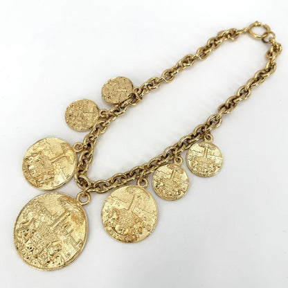 Chanel Necklace CC Logo Coco Chain Vintage Round Coin Motif Medal