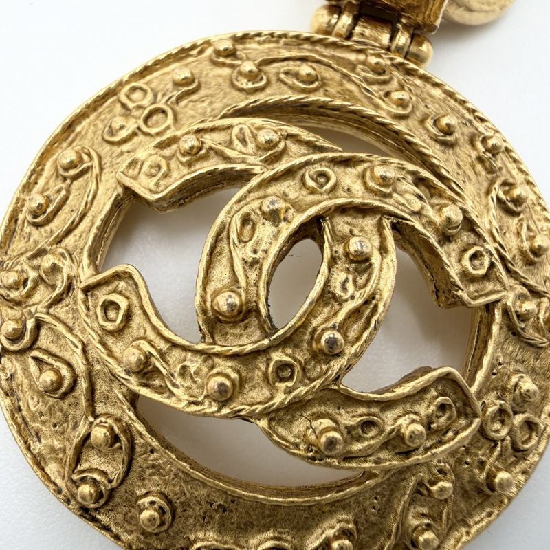 Chanel Necklace Long Necklace Round CC Logo Vintage Pendant Accessorie