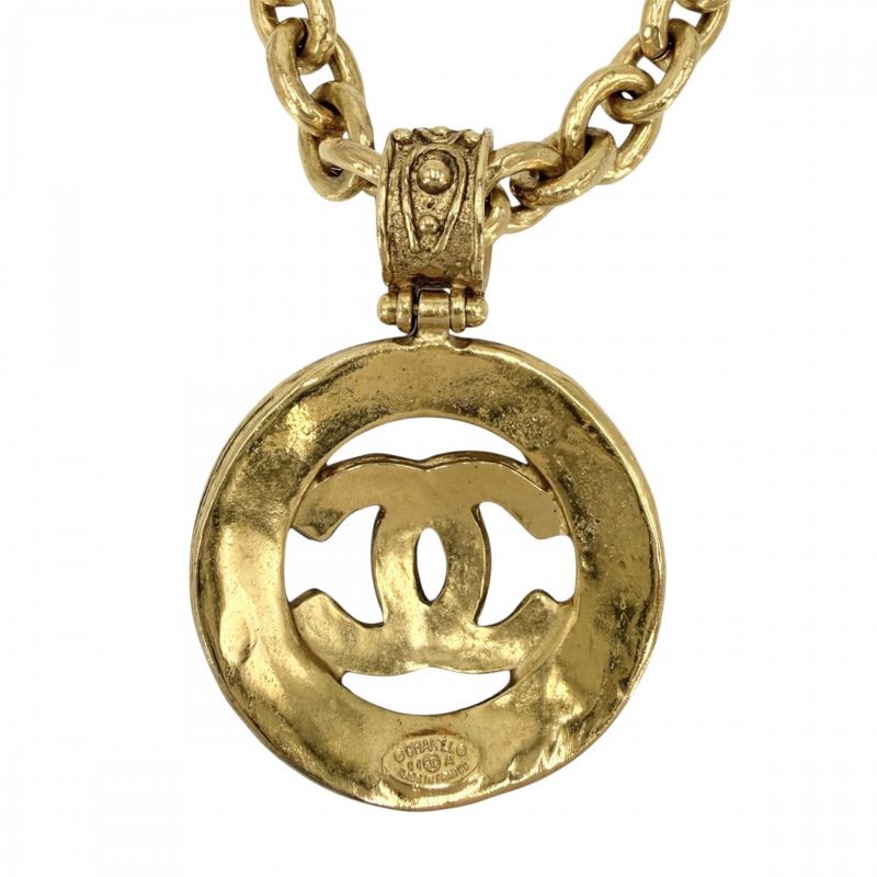 Chanel Necklace Long Necklace Round CC Logo Vintage Pendant Accessorie