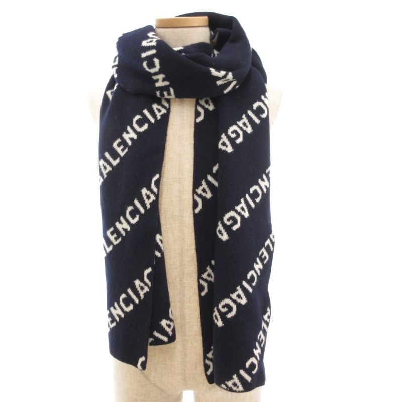 Balenciaga Allover Logo Scarf Allover Logo Knit Scarf Jacquard All Over