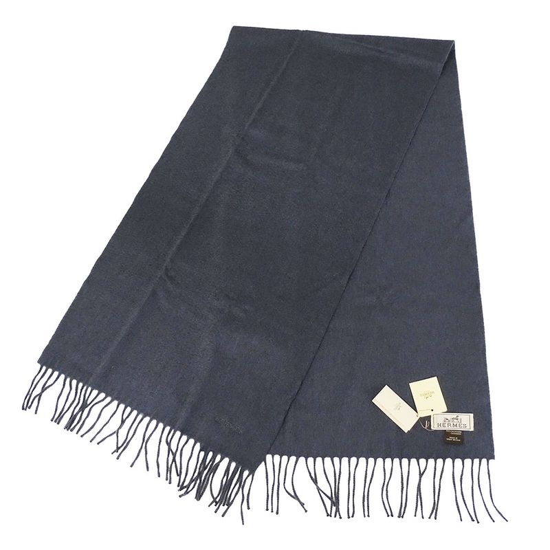 Hermes Muffler Shawl Cashmere Charcoal Cold Protection Scarf