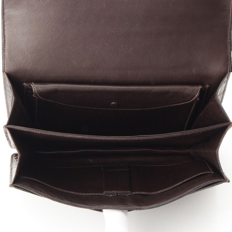 Hermes Fonzbell Croco Gold Shoulder Bag Brown