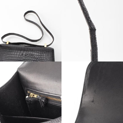 Hermes Constance 23 Porosus Gold Shoulder Bag Black