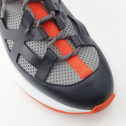 Hermes Katana Leather Mesh Low Cut Sneakers Shoes Gray 40.5