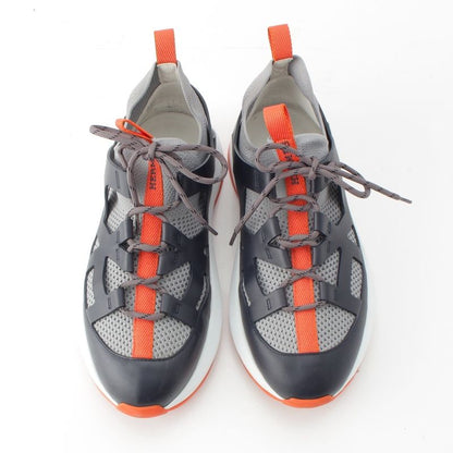 Hermes Katana Leather Mesh Low Cut Sneakers Shoes Gray 40.5