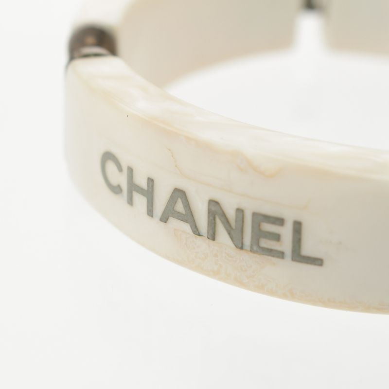 Chanel Plastic Logo Bracelet White