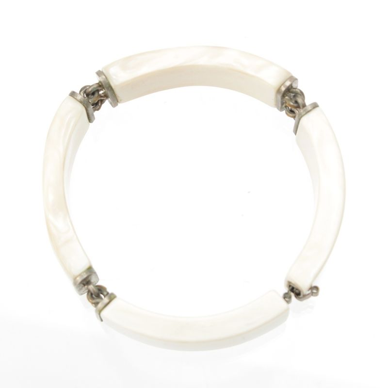 Chanel Plastic Logo Bracelet White