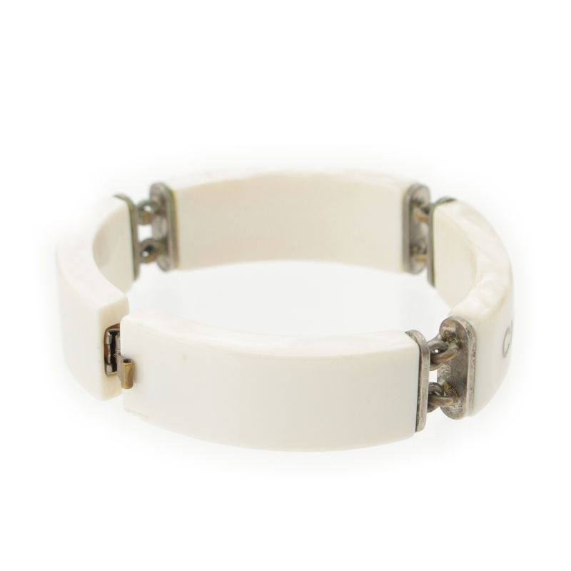Chanel Plastic Logo Bracelet White