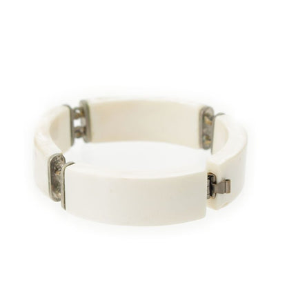 Chanel Plastic Logo Bracelet White