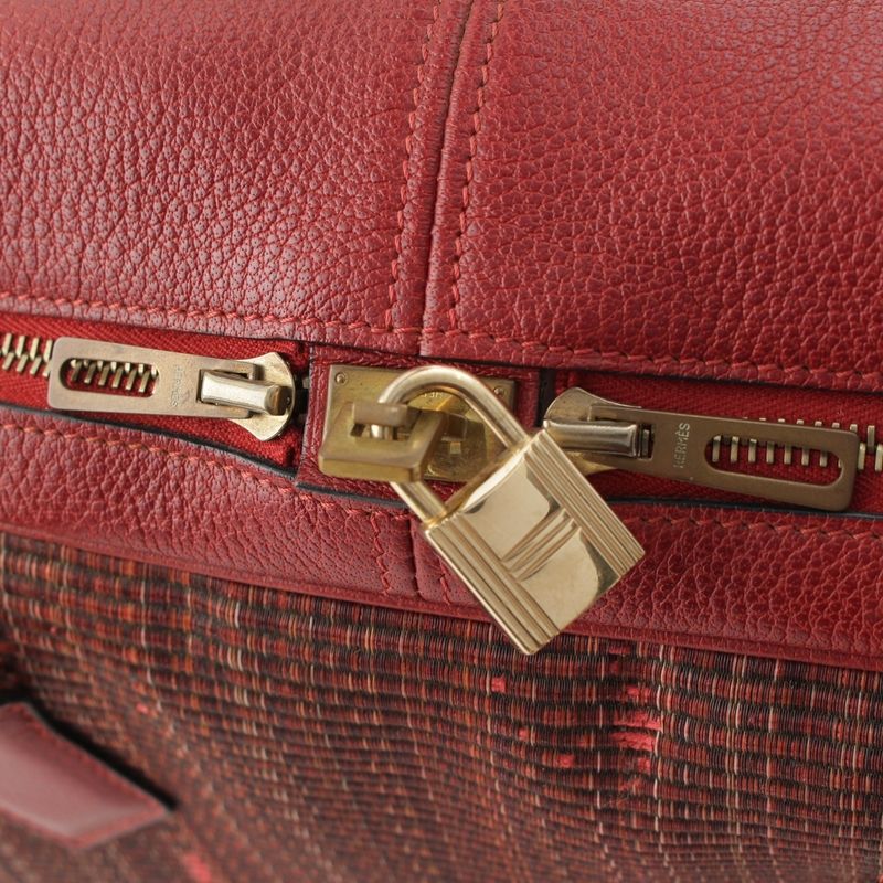 Hermes Victoria 45 Crinolan Buffalo Boston Bag Rouge Ash