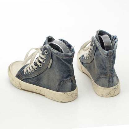 Balenciaga Distressed High Cut Denim Sneakers Shoes Indigo White
