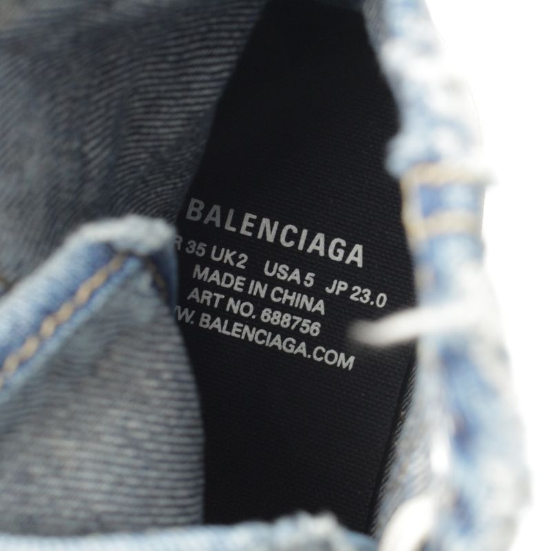 Balenciaga Distressed High Cut Denim Sneakers Shoes Indigo White