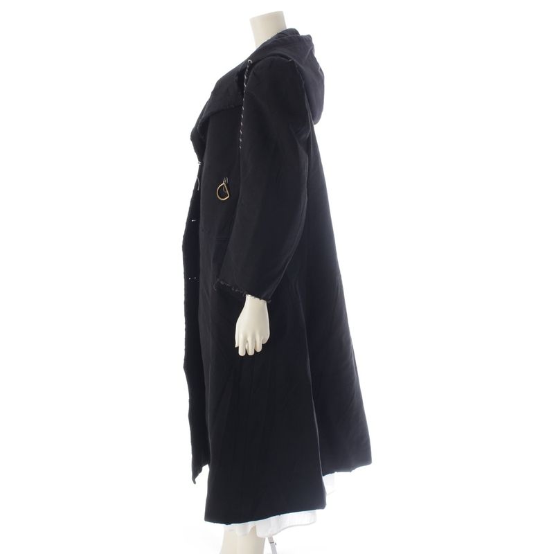 Balenciaga Nylon Cotton Rayon Damaged Coat Long Black Gray 36