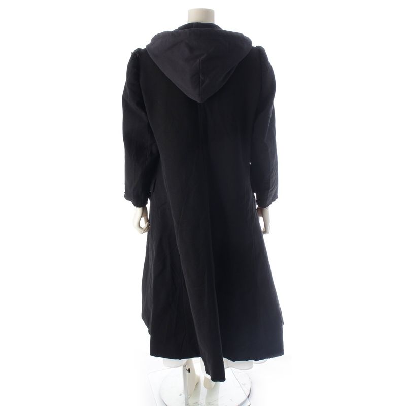 Balenciaga Nylon Cotton Rayon Damaged Coat Long Black Gray 36
