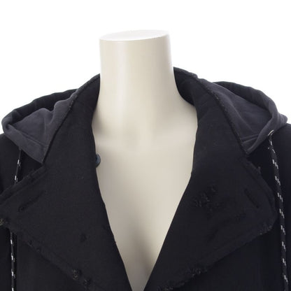 Balenciaga Nylon Cotton Rayon Damaged Coat Long Black Gray 36