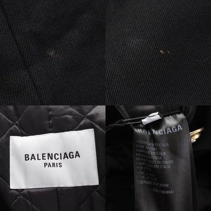 Balenciaga Nylon Cotton Rayon Damaged Coat Long Black Gray 36