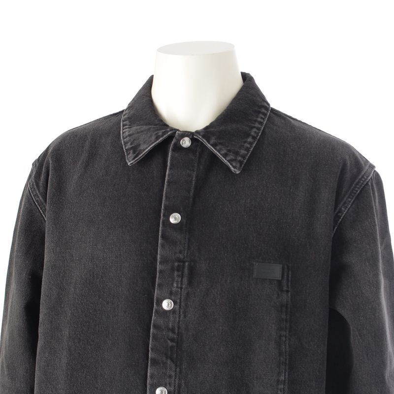 Dior Cotton Logo Twill Over Long Sleeve Shirt Denim Jacket Black 50
