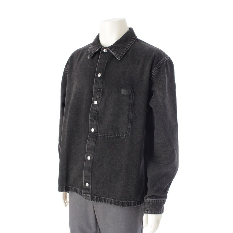 Dior Cotton Logo Twill Over Long Sleeve Shirt Denim Jacket Black 50