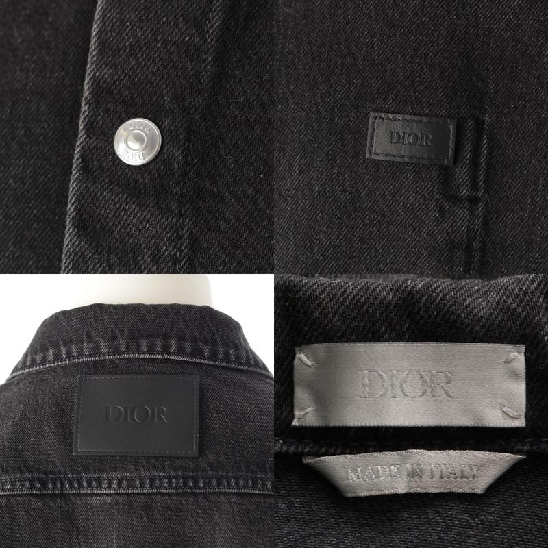 Dior Cotton Logo Twill Over Long Sleeve Shirt Denim Jacket Black 50