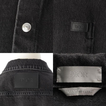 Dior Cotton Logo Twill Over Long Sleeve Shirt Denim Jacket Black 50