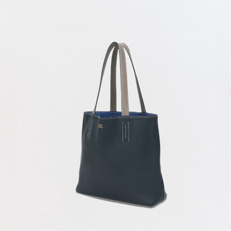 Hermes Double Sens 28 Tote Swift Etoupe Noir Black