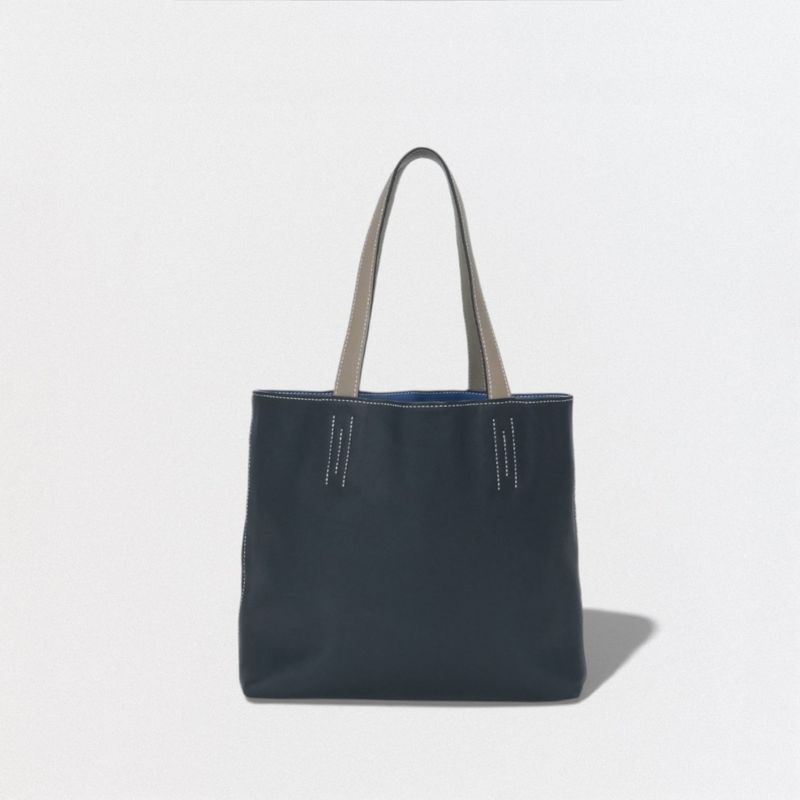 Hermes Double Sens 28 Tote Swift Etoupe Noir Black