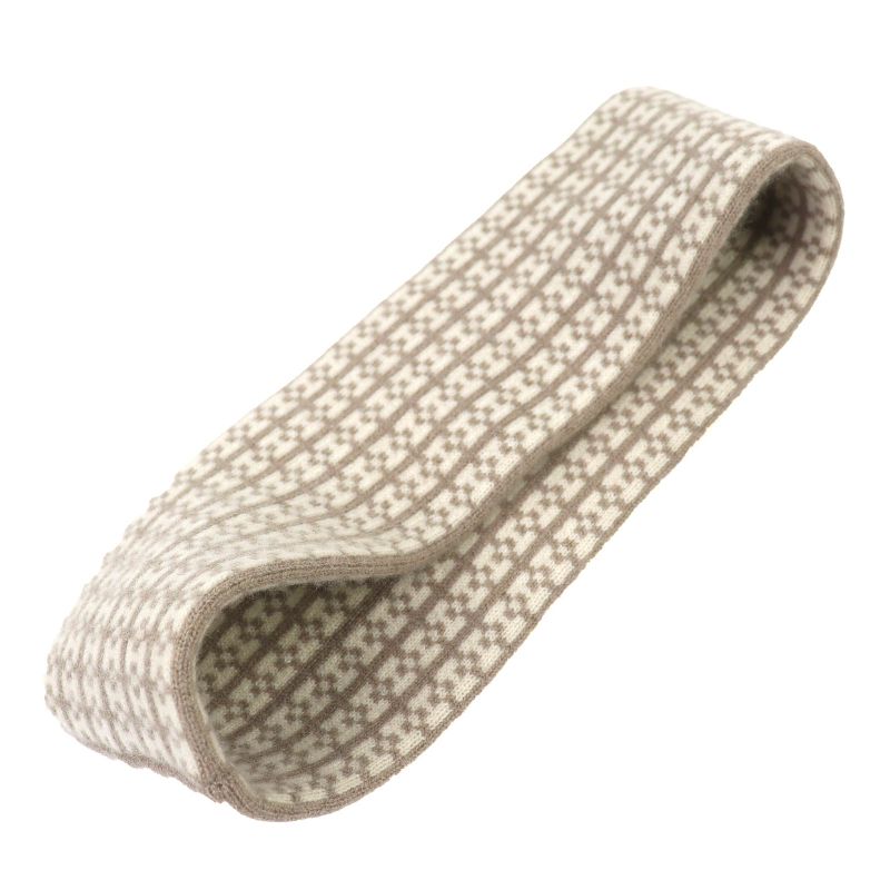Hermes Giovanna 100% Cashmere Etoupe Ecru Logo Knit Headband Hair