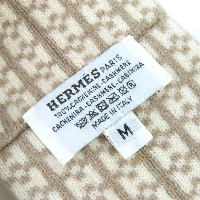Hermes Giovanna 100% Cashmere Etoupe Ecru Logo Knit Headband Hair