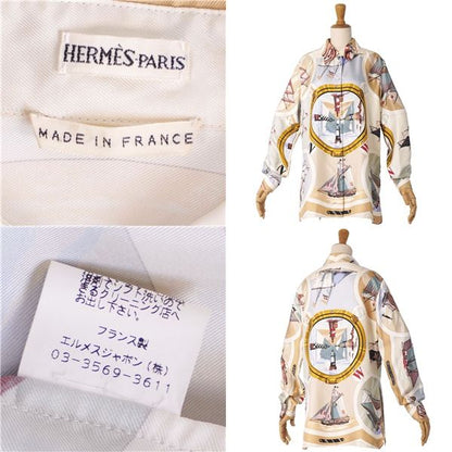 Hermes Shirt Martin Margiela Era Blouse Long Sleeve Allover Pattern Silk