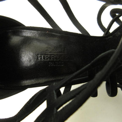 Hermes Sandals Shoes High Heels Suede 37 Black